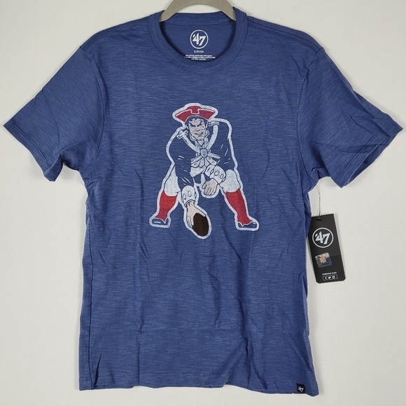 '47 Brand NEW ENGLAND PATRIOTS Legacy Cadet Blue T-Shirt Men's Size S Retro Logo - Picture 1 of 7